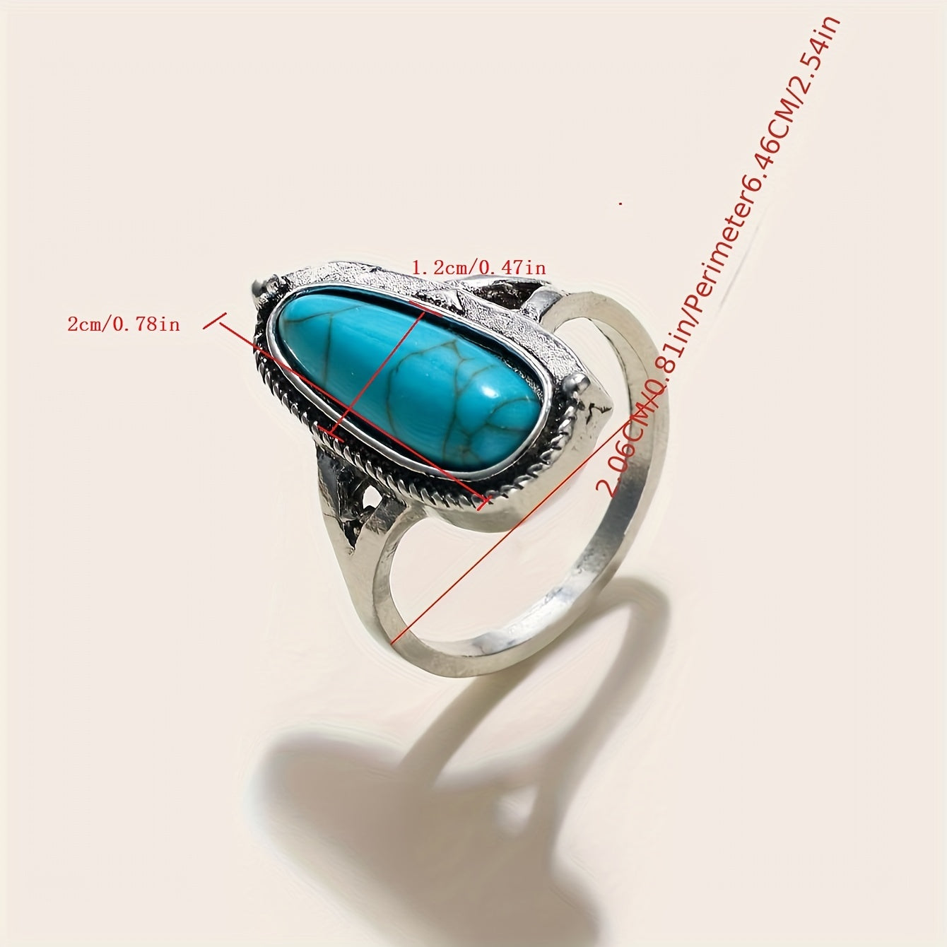 Classical water drop ring set with turquoise, silver-plated zinc alloy evening decoration gift, suitable for women