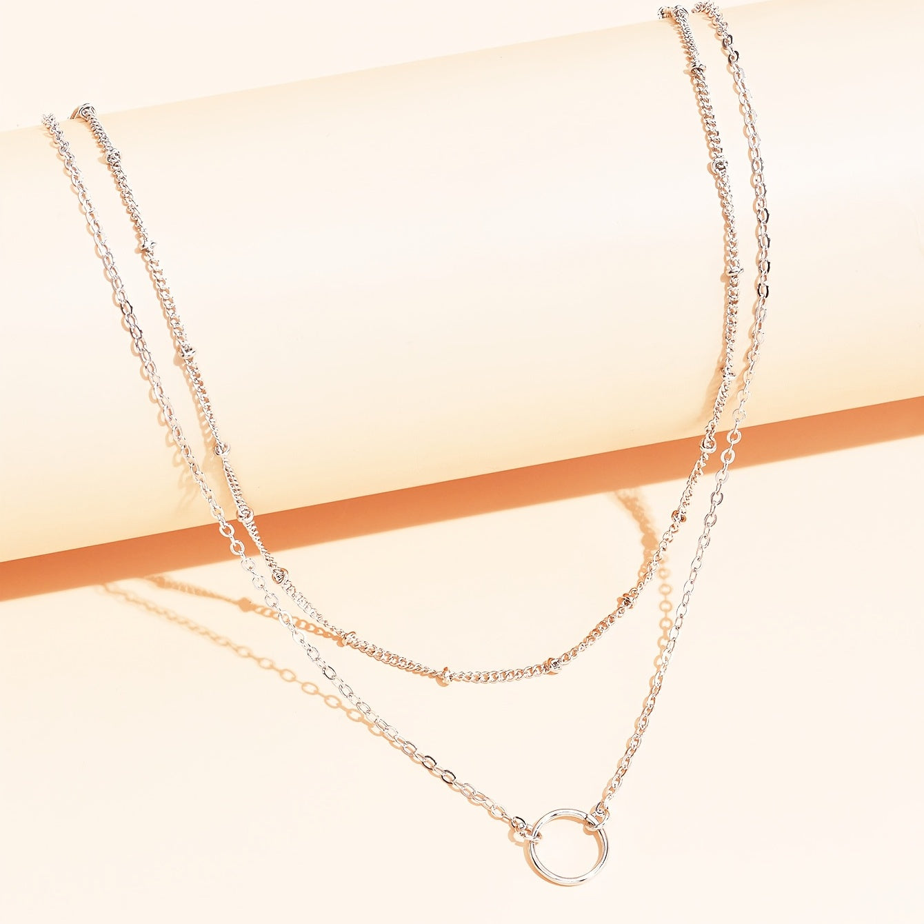 Delicate chain necklace with hollow round delicate adjustable neck chain, suitable for women