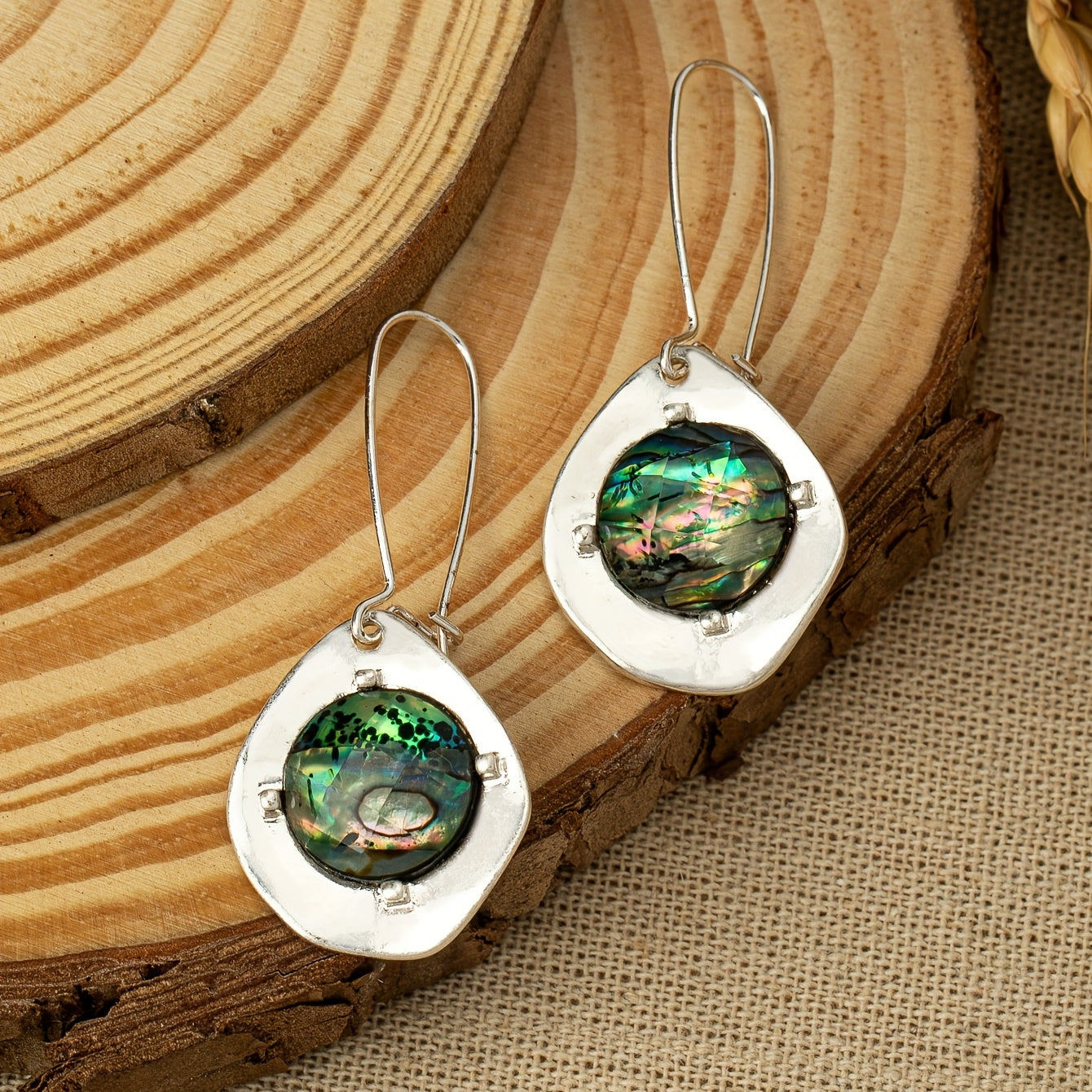Vintage Abalone Shell Pendant Earrings Bohemian Personality Pendant Earrings Jewelry Gift for Mom Lady