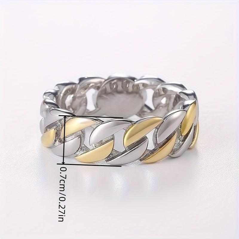Unisex punk silver-plated twisted chain ring with jewelry party decor