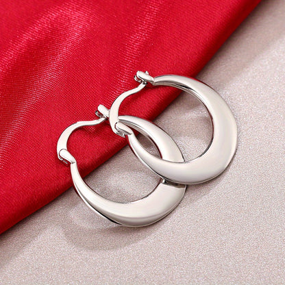 Sexy Minimalist Style Silver Hoop Earrings Copper Silver Plated Jewelry Fashion Exquisite Women's Gifts