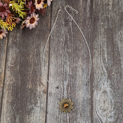 1 women's fashion sunflower inlaid opal exquisite women's necklace