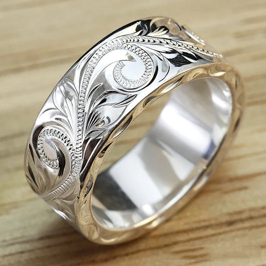 Exquisite hand-carved leaf lace ring, vintage copper fashion women's accessories, suitable for daily wear and parties, suitable for all seasons