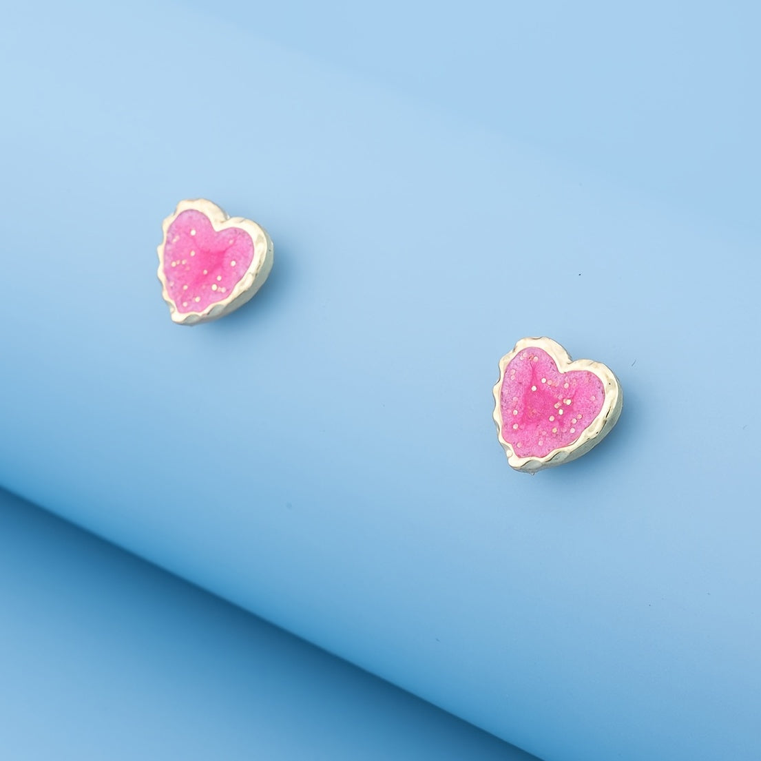 Valentine's Day simple love stud earrings 14K gold-plated jewelry Women's gift 1 pair