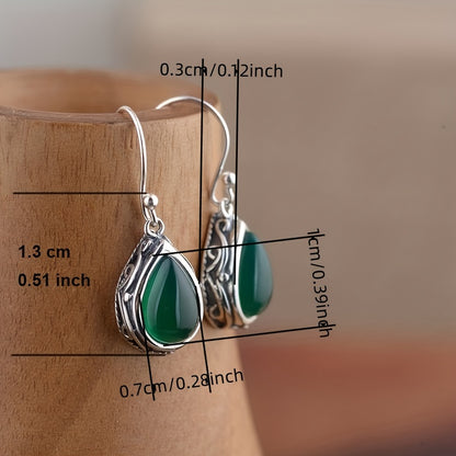 Elegant Vintage Silver Plated Droplet Earrings with Green Zirconia - Nickel Free Copper, Exquisite Filament Design for Weddings and Everyday Wear