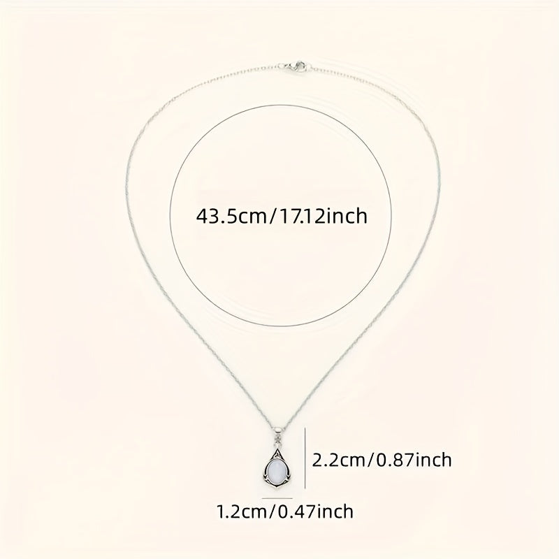 Jewel Pendant Necklace 925 Silver Plated Moonstone Necklace Women's Bridal Wedding Necklace Jewelry Gift