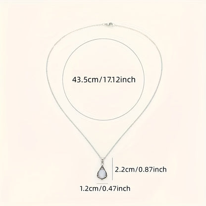 Jewel Pendant Necklace 925 Silver Plated Moonstone Necklace Women's Bridal Wedding Necklace Jewelry Gift