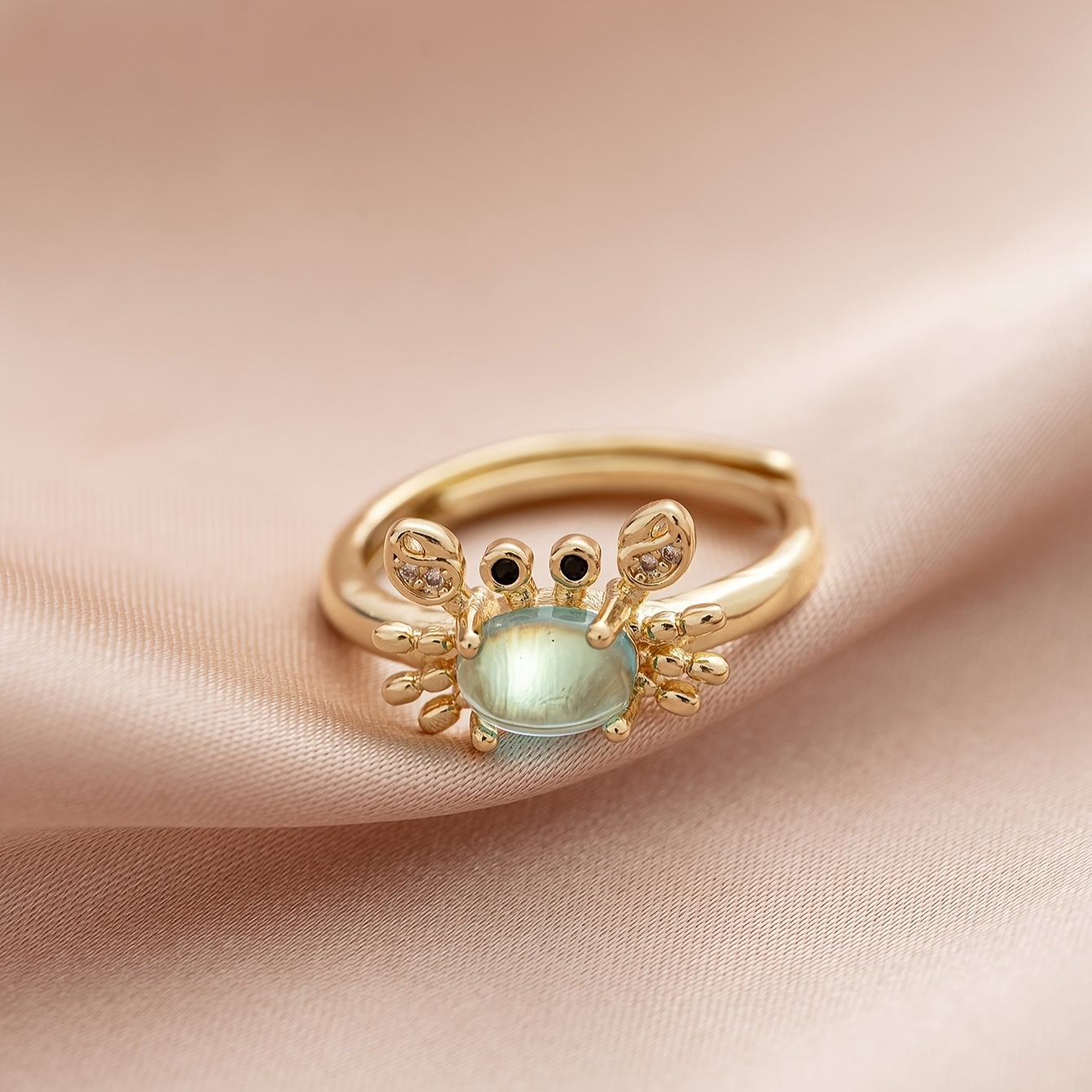 1 elegant adjustable mini crab ring, suitable for women, cute copper jewelry, suitable for daily and party occasions, ideal gift for friends