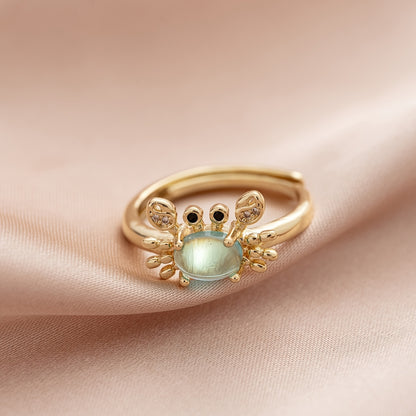 1 elegant adjustable mini crab ring, suitable for women, cute copper jewelry, suitable for daily and party occasions, ideal gift for friends