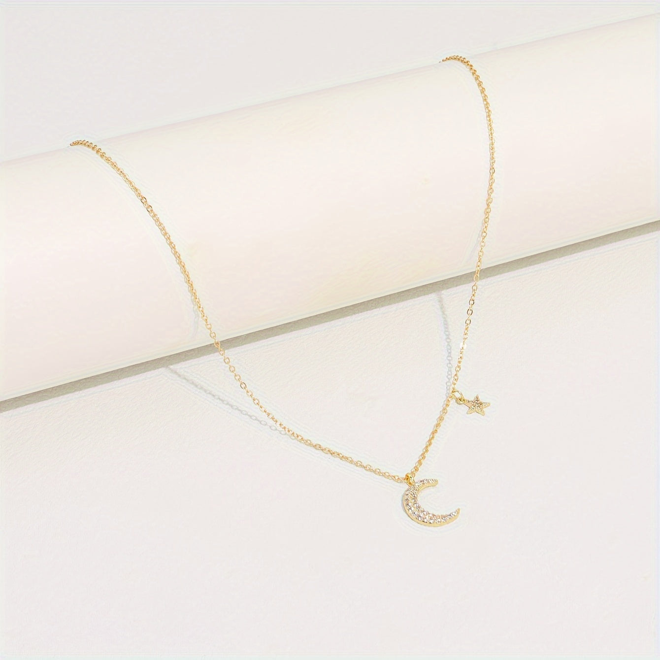 Delicate Zirconia Star Moon Pendant Collarbone Chain Women's Necklace Birthday Party Gift for Eid al-Fitr, Ramadan