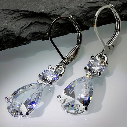 Faux crystal drop drop drop earrings, minimalist earrings, elegant bridal wedding engagement earrings