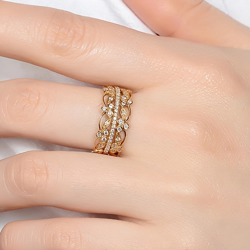 Hollow Zirconia Decorative Ring, Romantic Wedding Ring, Holiday Style Jewelry Anniversary Gift, Suitable for Women