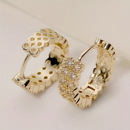 Exquisite double-row zircon ring earrings, women's wedding party fashion earrings, elegant style