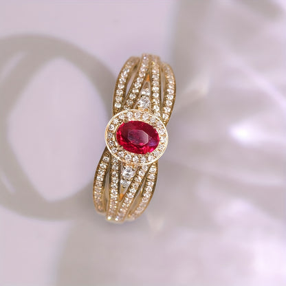 Exquisite Luxury 18K Gold Plated Luxury Ring Ladies Daily Casual Anniversary Gift Accessory Ring