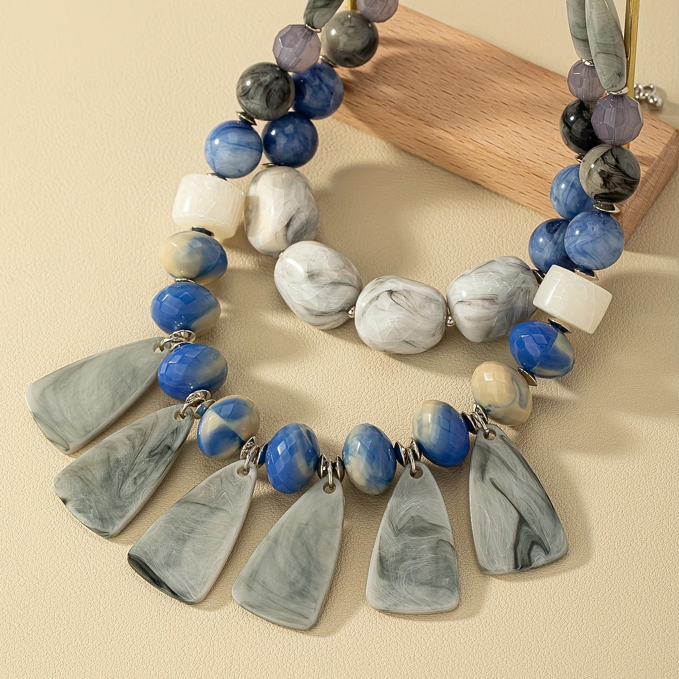 Exaggerated Beaded Bohemian Tassel Turquoise Beaded Double Necklace