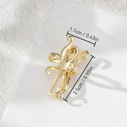 A classic and elegant octopus ear clip, copper fashion unplated ear clip, chic daily and party accessories jewelry, non-piercing design, single item