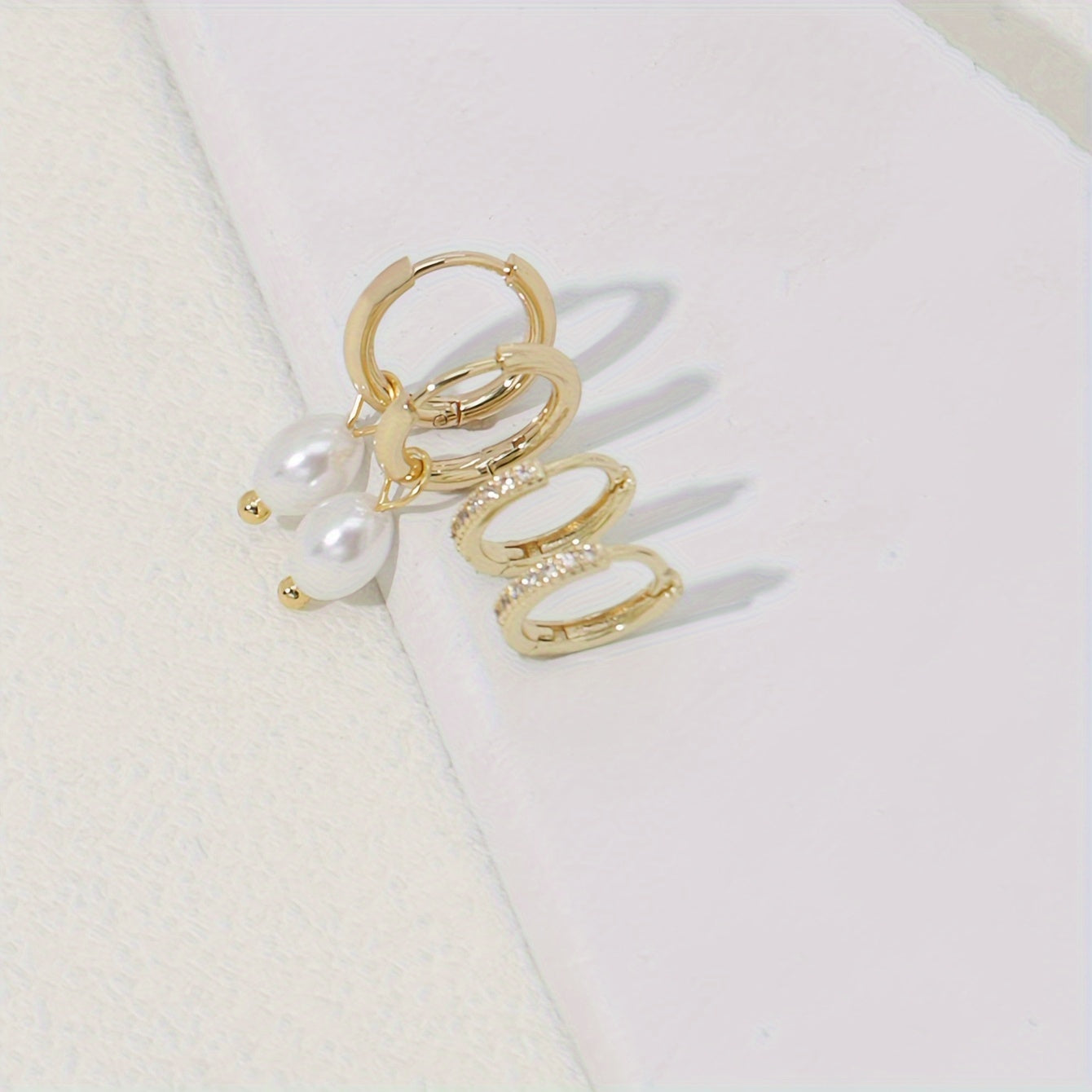 4pcs Exquisite Imitation Pearl Pendant with Micro-Zirconia Earrings Set, Pendant Ring Earrings, Women's Date Party Jewelry.