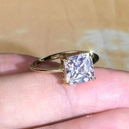 Ladies Engagement and Proposal Ring Set - Two-piece Set Super Shining Elegant Light Luxury Classic Large Bead Synthetic Zircon Ring