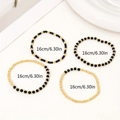 A set of exquisite black and beaded bracelets for elegant ladies: ideal for parties and festivals - no extra decorations, just pure and simple beads