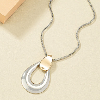 Women's Simple Water Drop Pendant Long Necklace Sweater Chain