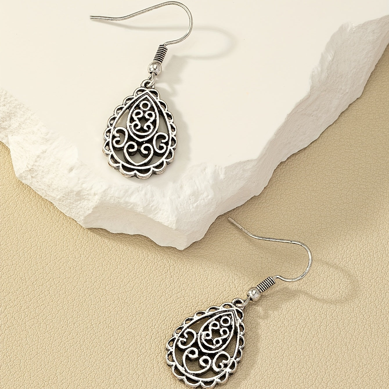 Bohemian style hollow pendant, water drop pendant, retro style earrings decoration