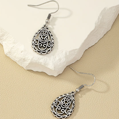 Bohemian style hollow pendant, water drop pendant, retro style earrings decoration