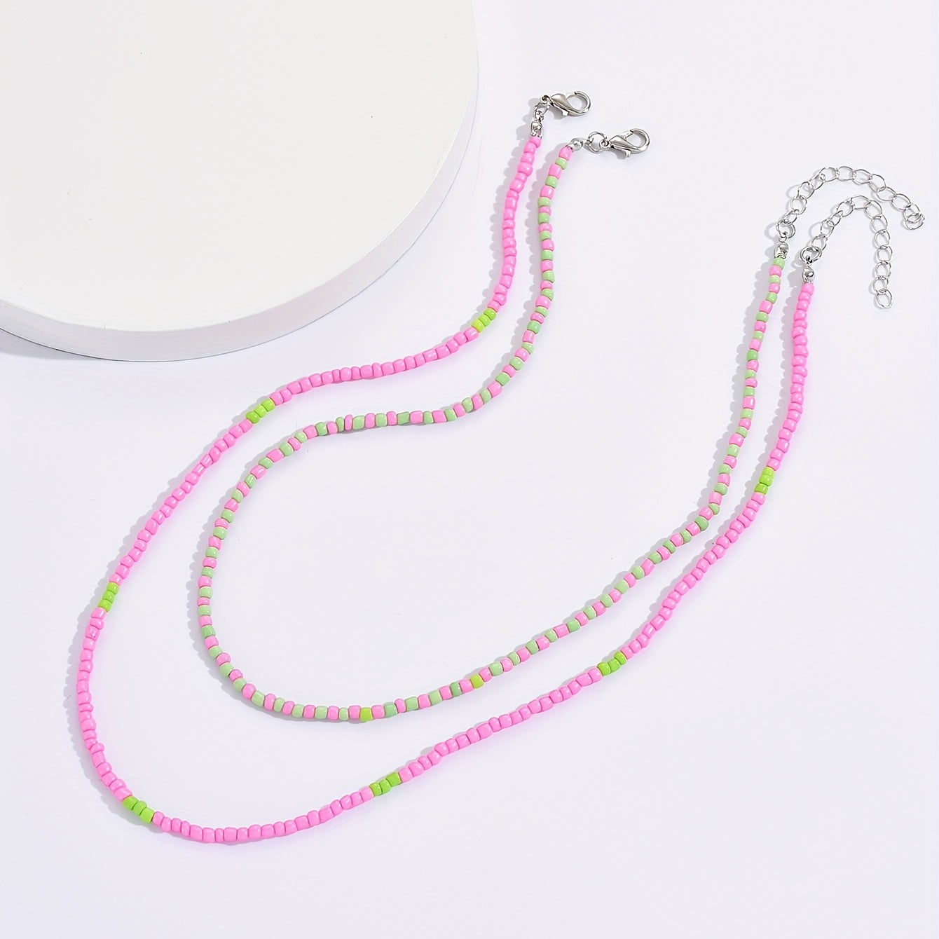 2 Bohemian handmade beaded rice necklaces, summer beach vacation accessories