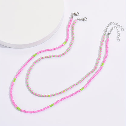 2 Bohemian handmade beaded rice necklaces, summer beach vacation accessories