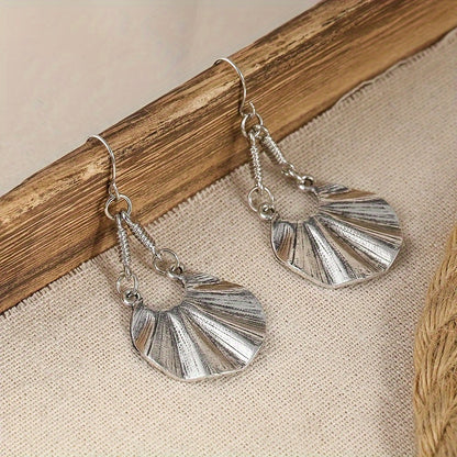 Vintage Round Pendant Earrings Vintage Bohemian Silver Plated Jewelry Fashion Ladies Gift