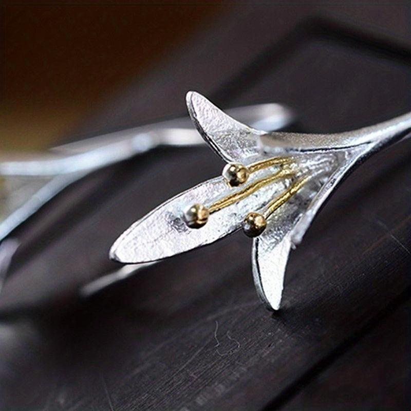 Women's Fashion Vintage Blooming Flowers Gold Plated Two Tone 925 Silver Plated Pendant Engagement Jewelry Earrings