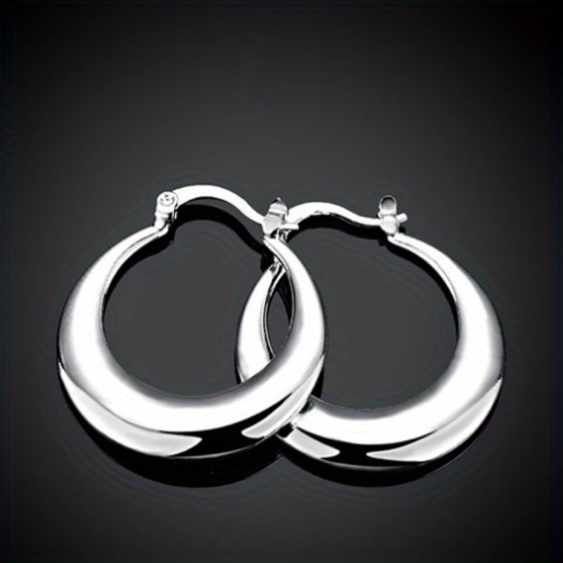 Sexy Minimalist Style Silver Hoop Earrings Copper Silver Plated Jewelry Fashion Exquisite Women's Gifts