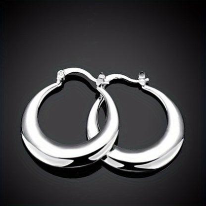 Sexy Minimalist Style Silver Hoop Earrings Copper Silver Plated Jewelry Fashion Exquisite Women's Gifts