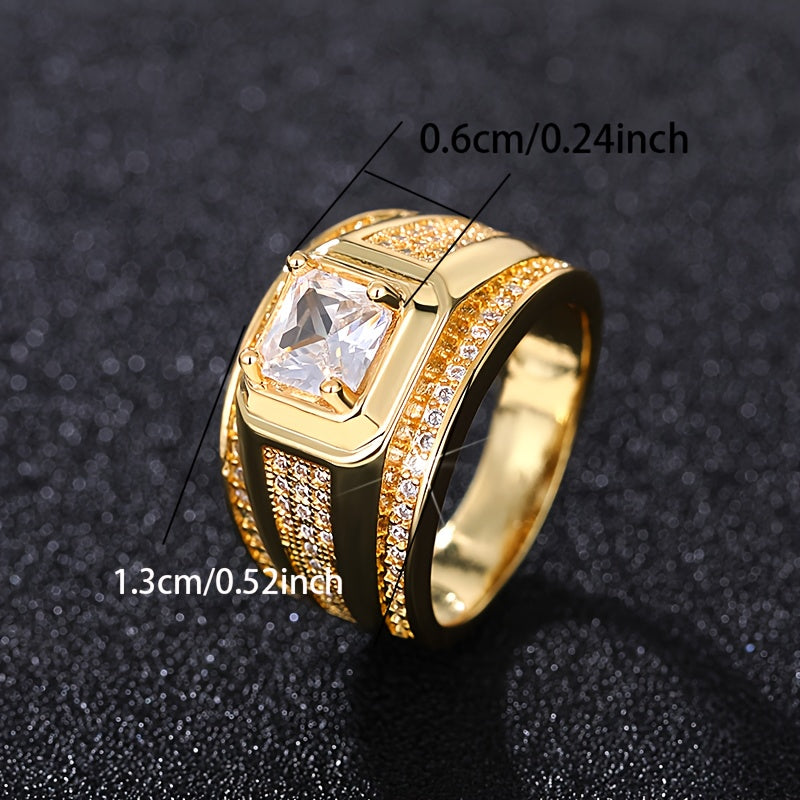 Fashion Luxury 4-Claw Zircon Inlaid Men's Business Ring Men's and Women's Daily Casual Decoration Luxury Engagement Wedding Ring