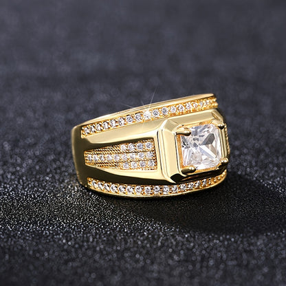 Fashion Luxury 4-Claw Zircon Inlaid Men's Business Ring Men's and Women's Daily Casual Decoration Luxury Engagement Wedding Ring