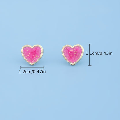 Valentine's Day simple love stud earrings 14K gold-plated jewelry Women's gift 1 pair
