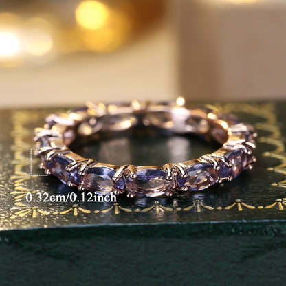 Stylish Purple Oval Synthetic Moissanite Ring - Ladies Modern Luxury Jewelry - The Perfect Gift for Parties