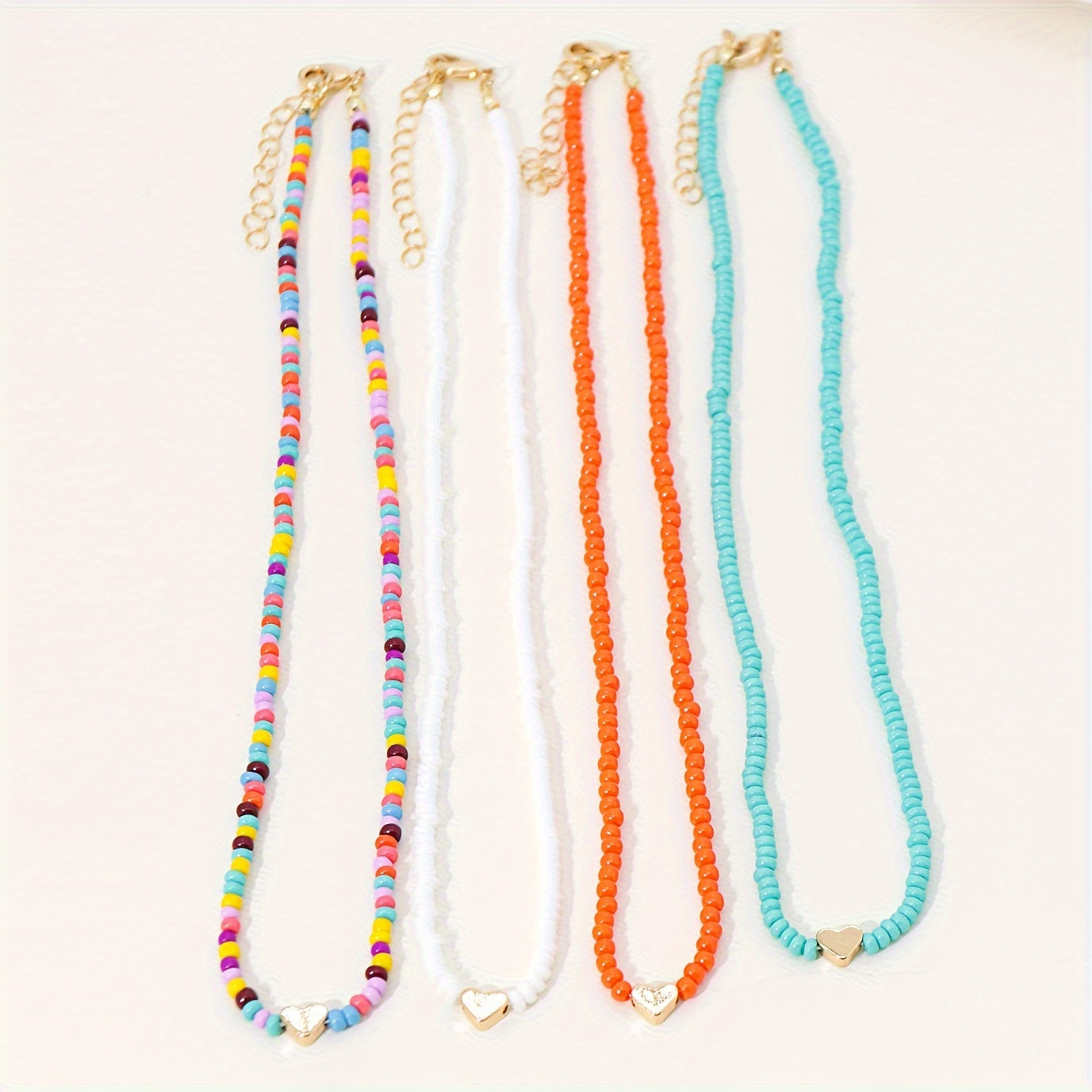 Bohemian Handmade Beaded Heart Women's Necklace, Stylish Vacation and Party Accessories