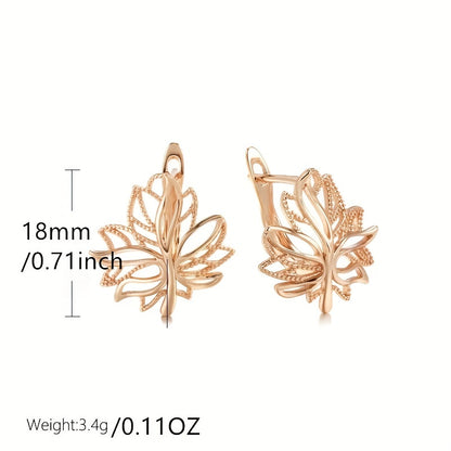 Pair of Shiny Hollow Clip Earrings Golden Tree of Life Glitter Ring Wedding Earrings Ladies Gold Jewelry Christmas Gift