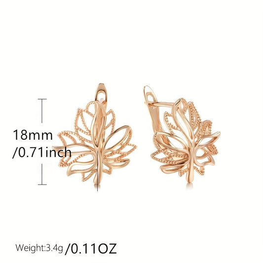 Pair of Shiny Hollow Clip Earrings Golden Tree of Life Glitter Ring Wedding Earrings Ladies Gold Jewelry Christmas Gift
