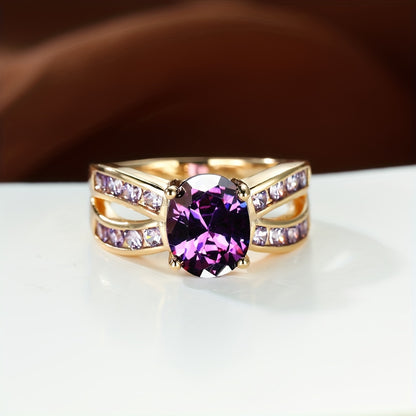 1 Luxury Oval Mysterious Synthetic Zircon Ring Ladies Engagement Wedding Ring Gift