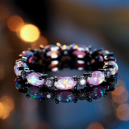 A sexy bohemian copper ring set with synthetic opal, elegant Women's jewelry, perfect for engagements, weddings, banquets and Valentine's gifts - accessories for all seasons