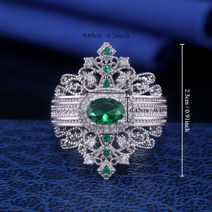 Ladies Banquet Wedding Bridal Jewelry Gift French Gemstone Princess Crown Ring