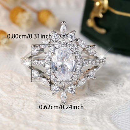 Bohemian luxury Women's engagement ring, elegant copper Zirconia gemstone, unplated, multi-claw setting, perfect for weddings and parties