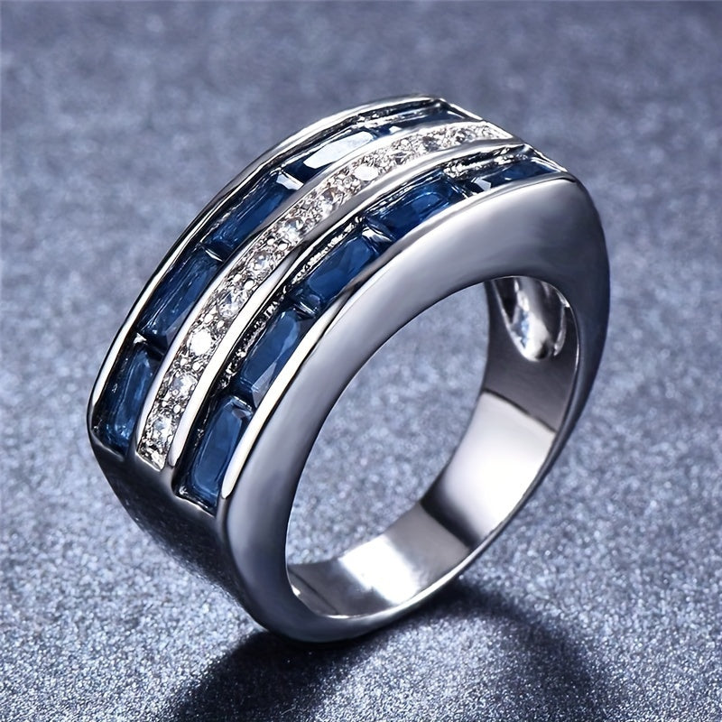 White Bluestone CZ Ring Silver Engagement Princess Love Ring Wedding Ring Valentine's Day Gift