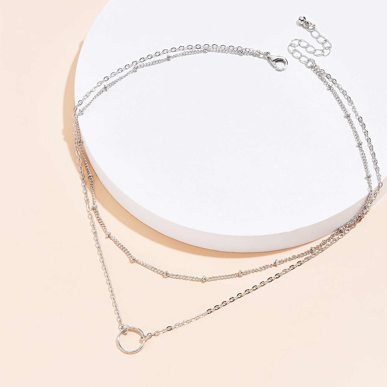 Delicate chain necklace with hollow round delicate adjustable neck chain, suitable for women