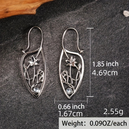 Hollow Lotus Pendant Earrings Silver High Jewelry Delicate Design Silver Plated Girl Girl