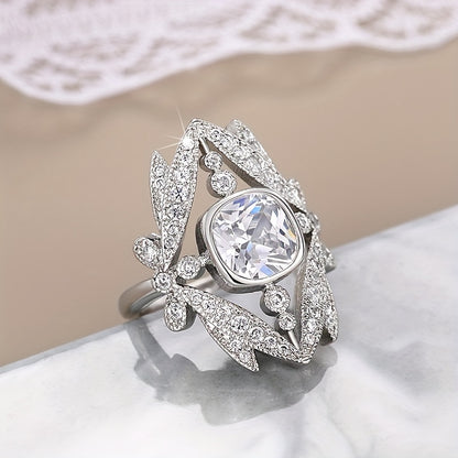Delicate ring silver-plated Longfei design shop set with sparkling Zirconia, perfect anniversary birthday gift for your lover, imitation luxury jewelry