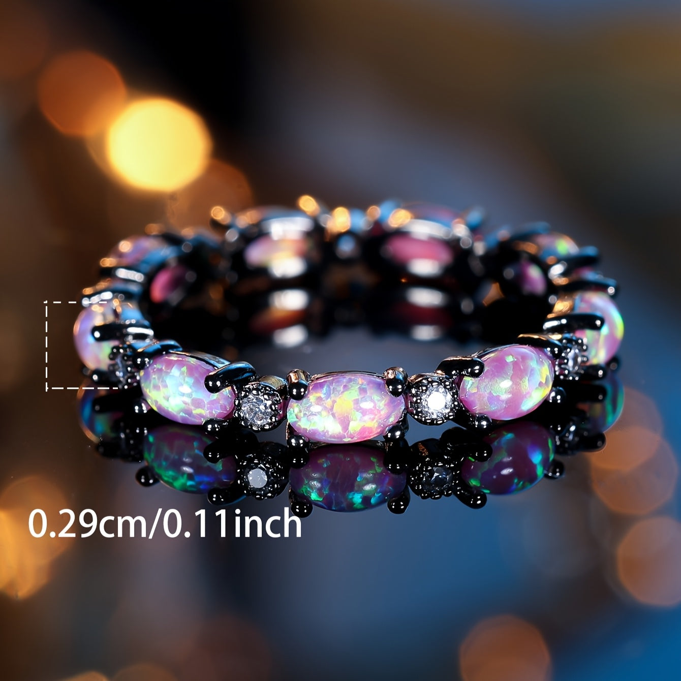 A sexy bohemian copper ring set with synthetic opal, elegant Women's jewelry, perfect for engagements, weddings, banquets and Valentine's gifts - accessories for all seasons