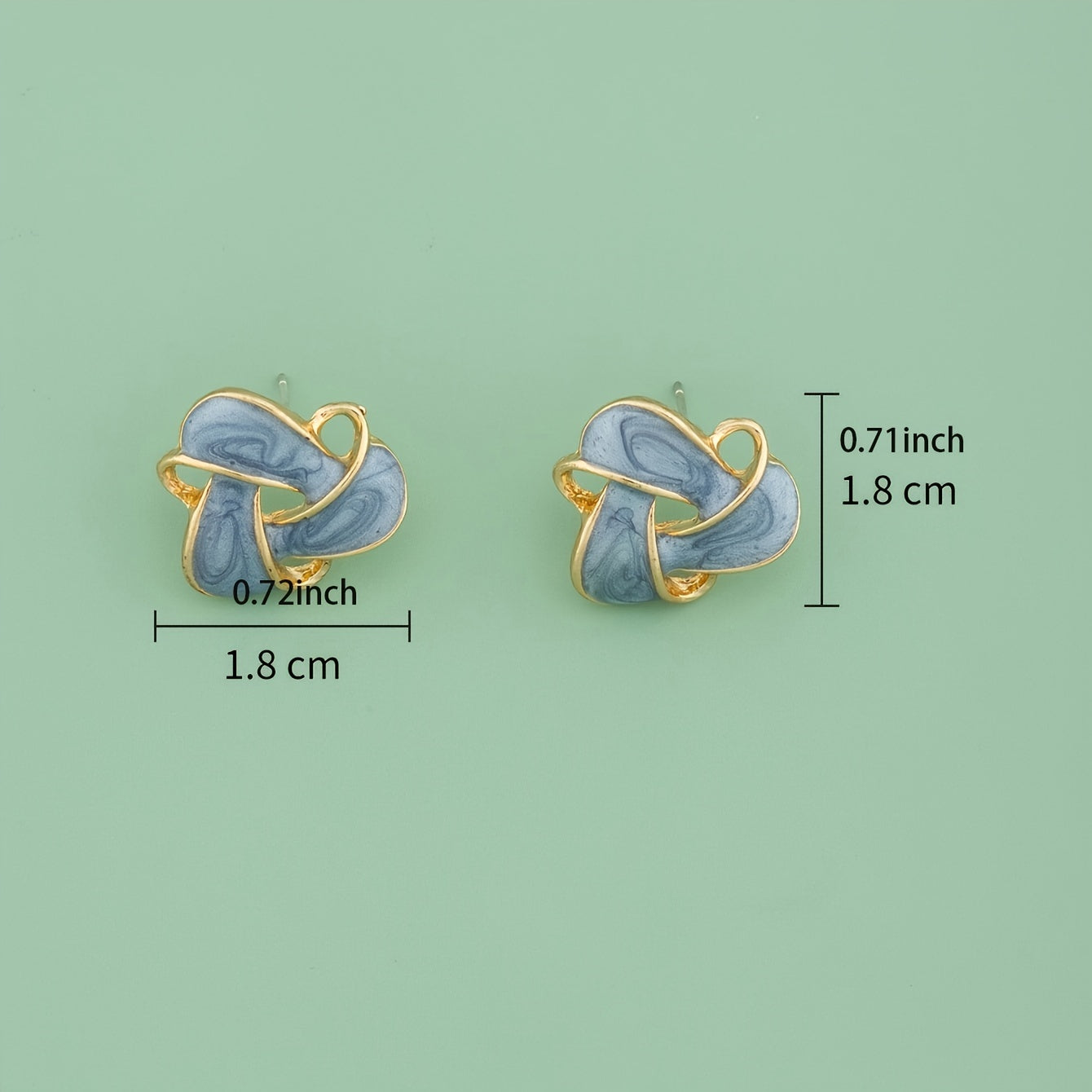 Vintage Geometric Enamel Stud Earrings 14K Gold Plated Bohemian Ladies Jewelry 1 Pair