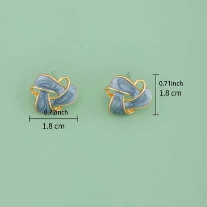 Vintage Geometric Enamel Stud Earrings 14K Gold Plated Bohemian Ladies Jewelry 1 Pair